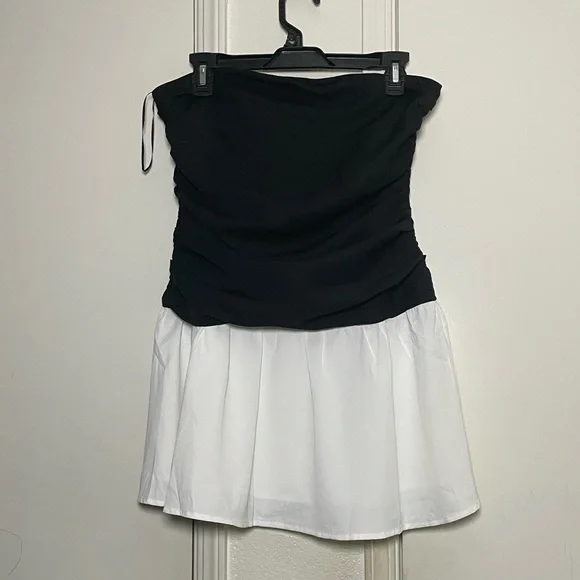 Princess Polly First Impressions Strapless Mini Dress Black / White - Picture 4 of 5